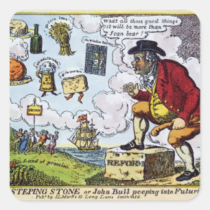 The Stepping Stone,John Bull peeping into Square Sticker