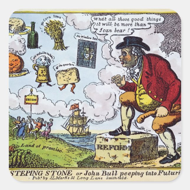 The Stepping Stone,John Bull peeping into Square Sticker (Front)