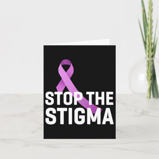 The Stigma End Addiction Purple Ribbon Awareness  Card (Front)