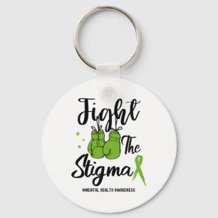 The Stigma Mental Health Awareness May Green Ribbo Keychain