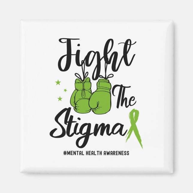 The Stigma Mental Health Awareness May Green Ribbo Magnet (Front)