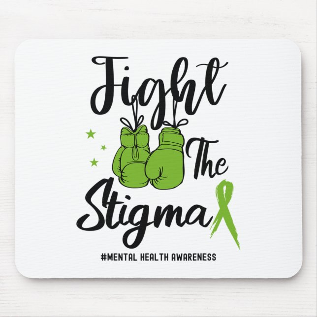 The Stigma Mental Health Awareness May Green Ribbo Mouse Pad (Front)