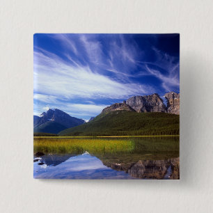 The still waters of Waterfowl Lake make a 2 Inch Square Button