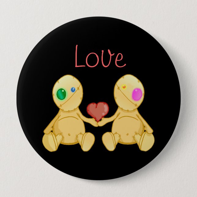 The Stitches Love 4 Inch Round Button (Front)