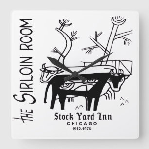 The Stock Yard Inn's Sirloin Room, Chicago, IL Square Wall Clock