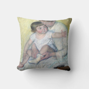 The Stocking, Mary Cassatt Throw Pillow