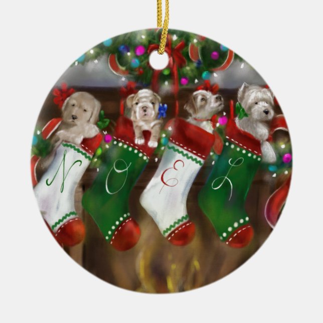 The Stockings Were Hung Ceramic Ornament (Front)