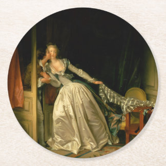 The Stolen Kiss Fragonard Round Paper Coaster