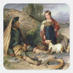 The Stone Breaker and his Daughter, 1830 Square Sticker