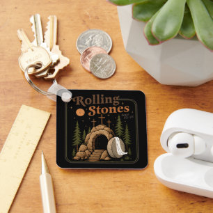 The Stone Was Rolled Away He Is Alive Easter Keychain