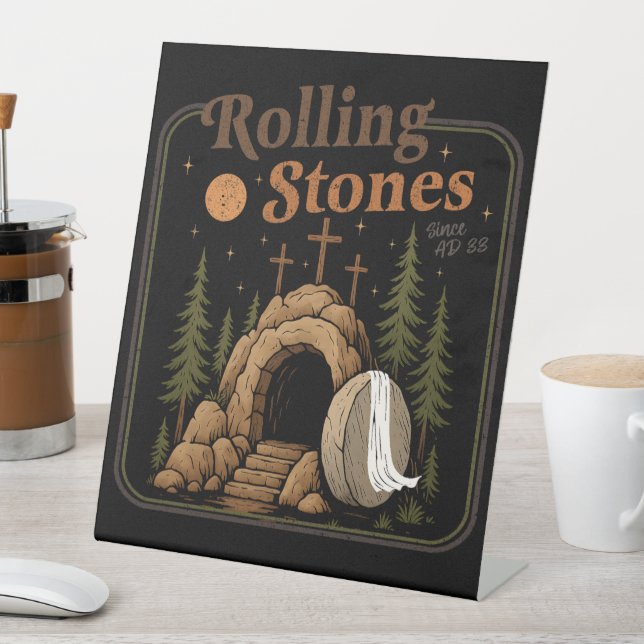 The Stone Was Rolled Away He Is Alive Easter Pedestal Sign (In SItu)