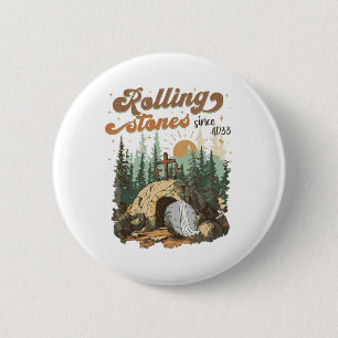The Stone Was Rolled Away He Is Alive Retro Christ 2 Inch Round Button