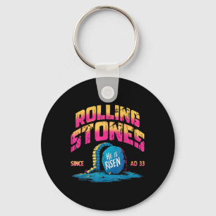 The Stone Was Rolled Away He Is Alive Retro Christ Keychain