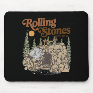The Stone Was Rolled Away He Is Alive Retro Christ Mouse Pad