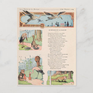 The Stork and the Fox from the Fables Postcard