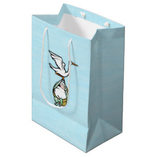 The Stork Carries a Baby Boy Blue  Medium Gift Bag