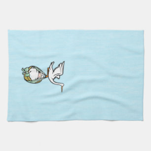 The Stork Carries a Baby Boy Kitchen Towel