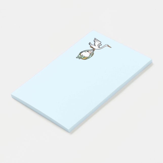 The Stork Carries a Baby Boy Post-it Notes (Angled)