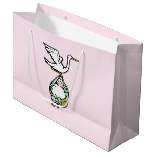 The Stork Carries a Baby Girl Large Gift Bag