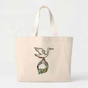 The Stork Carries a Baby Girl Large Tote Bag