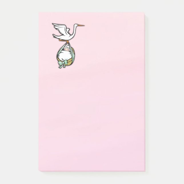 The Stork Carries a Baby Girl Post-it Notes (Front)