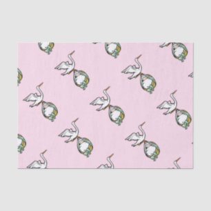 The Stork Carries a Baby Girl Tissue Paper