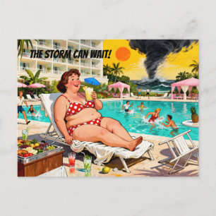 “The Storm Can Wait” – A Self Denial Cartoon Postcard