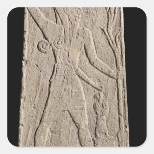 The storm-god Baal with a thunderbolt Square Sticker