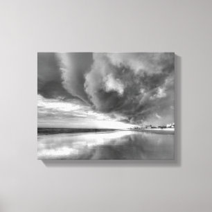 The Storm On New Smyrna Beach (Black and White) Canvas Print