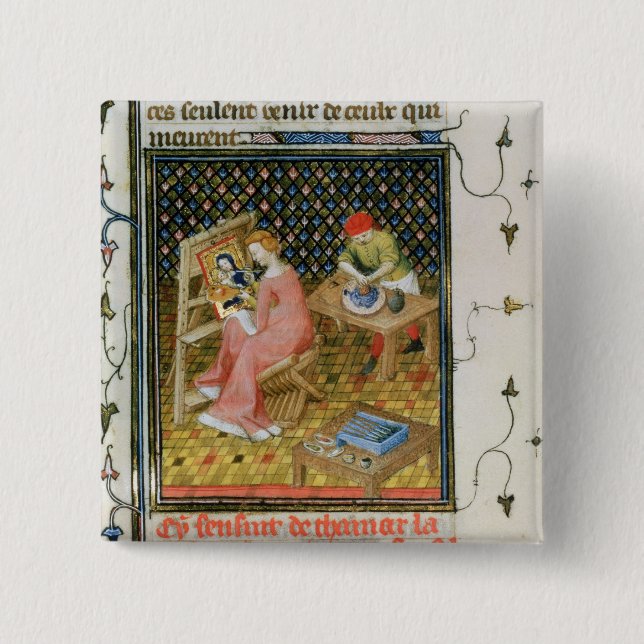 The Story of Thamyris, from `De Claris 2 Inch Square Button (Front)