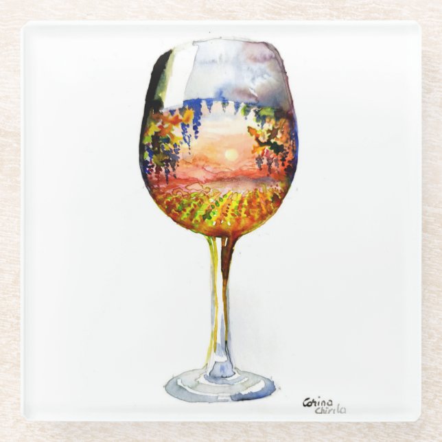 The story of wine glass coaster (Front)