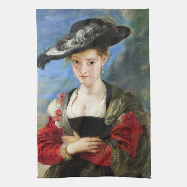 The Straw Hat Peter Paul Rubens masterpiece Kitchen Towel (Vertical)