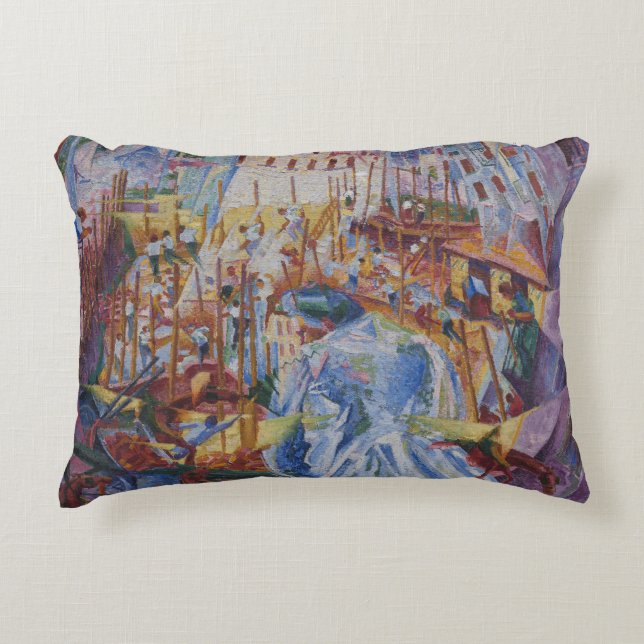 The Street Enters the House - Umberto Boccioni Accent Pillow (Front)