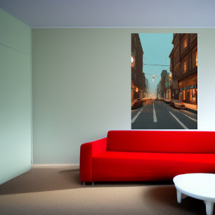 The street in the city AI Art Poster