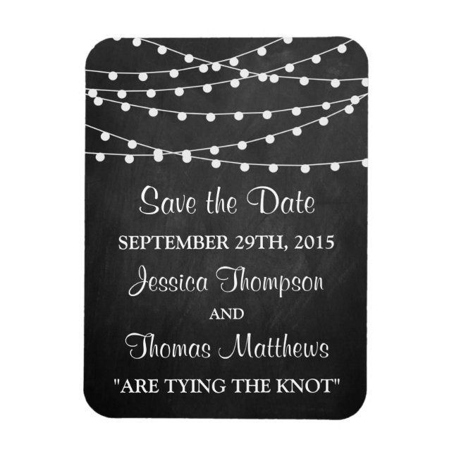 The String Lights On Chalkboard Wedding Collection Magnet (Vertical)