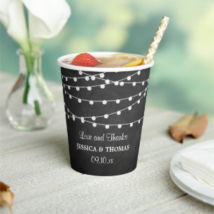 The String Lights On Chalkboard Wedding Collection Paper Cups