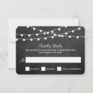 The String Lights On Chalkboard Wedding Collection RSVP Card