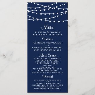 The String Lights On Navy Blue Wedding Collection Menu