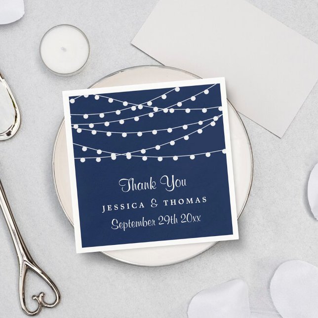The String Lights On Navy Blue Wedding Collection Napkin (Creator Uploaded)