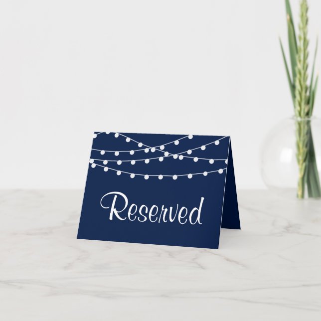 The String Lights On Navy Blue Wedding Collection Note Card (Front)