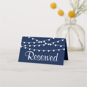 The String Lights On Navy Blue Wedding Collection Place Card