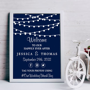 The String Lights On Navy Blue Wedding Collection Poster
