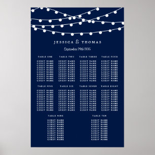 The String Lights On Navy Blue Wedding Collection Poster