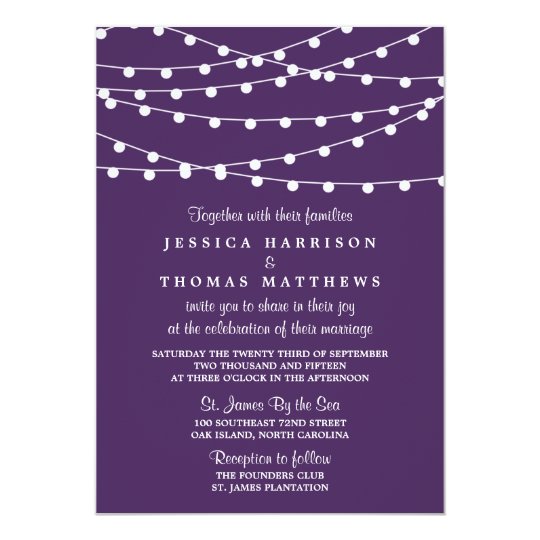 The String Lights On Purple Wedding Collection Card