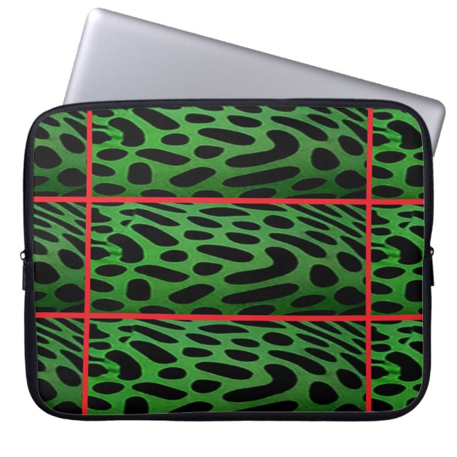 The Striped Green Leopard Computer Electronics Bag (Front)