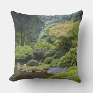 The Strolling Pond with Moon Bridge Throw Pillow