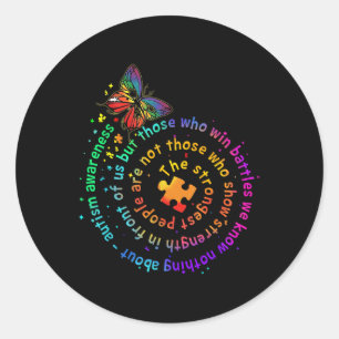 The Strongest People Butterfly Autism Awareness Classic Round Sticker