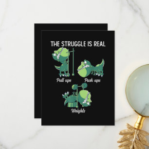 The Struggle is Real Funny Dinosaur T-Rex Gym Thank You Card