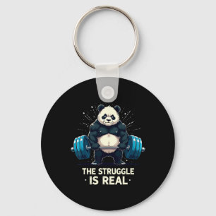 The Struggle Is Real Funny Gym Panda Workout Motiv Keychain