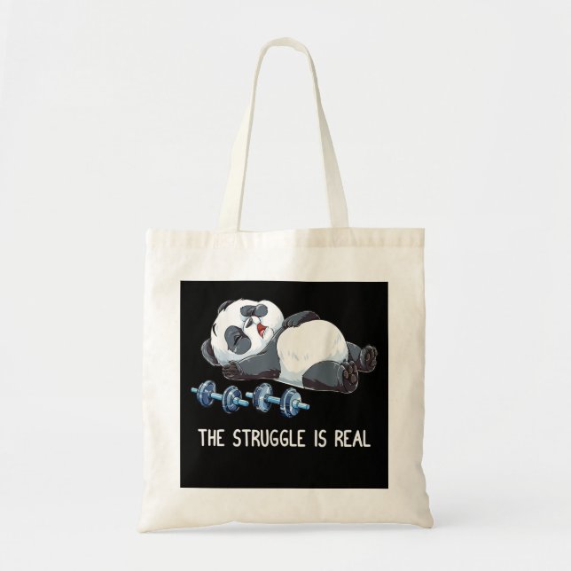 The Struggle is Real Panda Weightlifting Tote Bag (Front)
